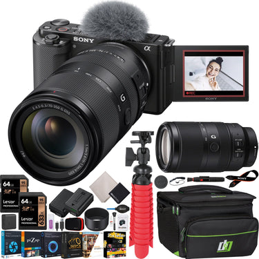 Sony ZV-E10 Mirrorless APS-C Vlog Camera Body + 70-350mm G OSS Lens Black Bundle