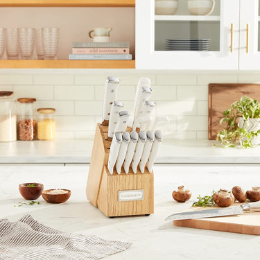 Cuisinart Triple Rivet 15-Piece Cutlery Set with Storage Block, White (C77WTR-15P)