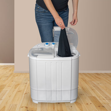 Deco Gear Compact Twin Tub Washing Machine, Agitation Wash and Spin Dry, Portable Design