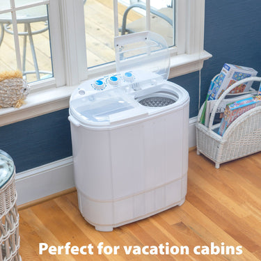 Deco Gear Compact Twin Tub Washing Machine, Agitation Wash and Spin Dry, Portable Design