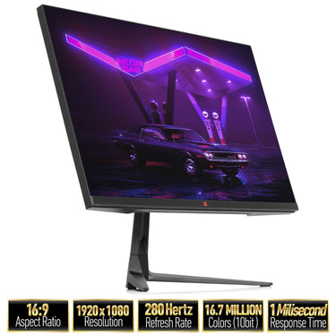 Deco Gear 25" Ultrawide LED TN Gaming Monitor, 280Hz, 1920x1080, 16:9, Frameless Bezel