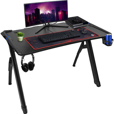 Deco Gear 47" LED Gaming Desk, Carbon Fiber Surface, Cable Management Open Box
