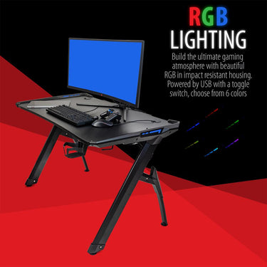 Deco Gear 47" LED Gaming Desk, Carbon Fiber Surface, Cable Management Open Box