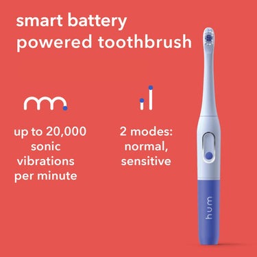Colgate Hum Smart Battery Power Toothbrush with Vibrations and Case Teal 2 Pack
