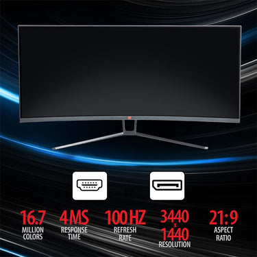 Deco Gear 35" Curved Ultrawide LED Gaming Monitor WQHD Display w/ 1 Year Extended Warranty