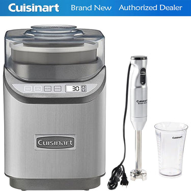 Cuisinart ICE-70 Electronic Ice Cream Maker, Brushed Chrome + Smart Stick Hand Blender