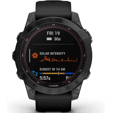 Garmin Fenix 7 Sapphire Solar Smartwatch - Black DLC Titanium with Black Band