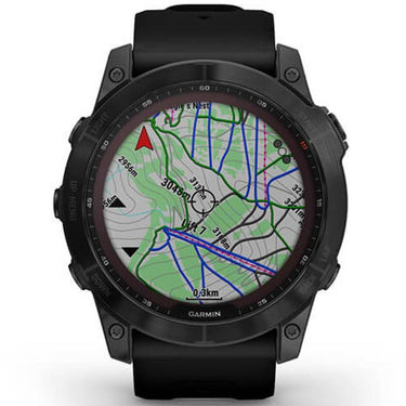 Garmin Fenix 7X Sapphire Solar Smartwatch - Black DLC Titanium with Black Band
