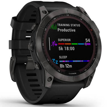 Garmin Fenix 7X Sapphire Solar Smartwatch Carbon w/ Black Band + 2 Year Warranty