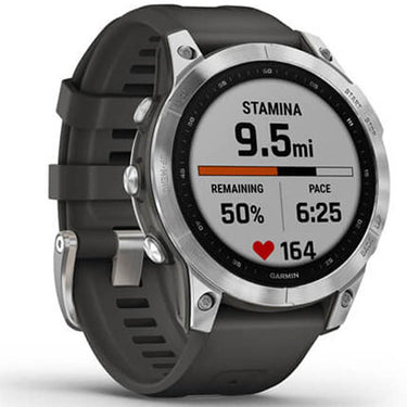 Garmin 010-02540-00 Fenix 7 Smartwatch, Silver with Graphite Band w/ Accessories Bundle