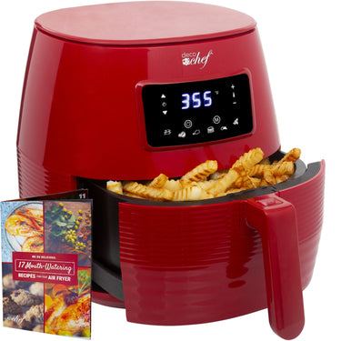 Deco Chef Digital 5.8QT Electric Air Fryer, Healthier/Faster Cooking - Red (Refurbished)