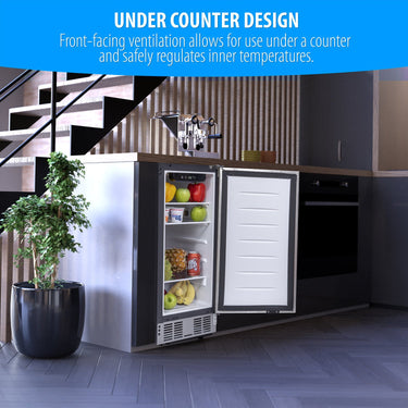 Deco Chef 15-Inch Under Counter Mini Fridge Steel Finish with Extended Warranty