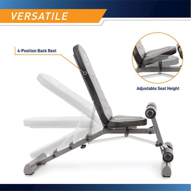 Marcy SB-10100 Deluxe Foldable Weight/Exercise Bench, Black + Massage Gun Bundle