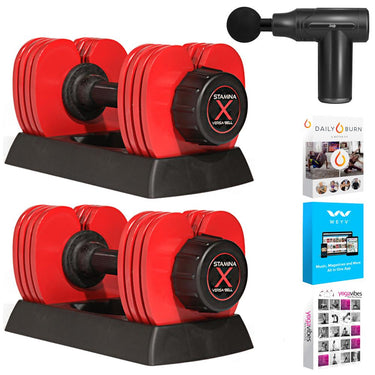 Stamina 05-2150 X 50 lb. Versa-Bell Dumbbell (2-Pack) + Massage Gun Bundle