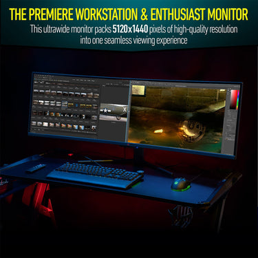 Deco Gear 49" Curved Ultrawide 5K Monitor, 5120x1440, 120Hz, 101% NTSC, 100% sRGB, 3-Pack