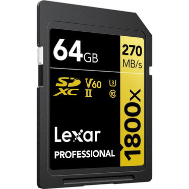 Lexar Professional 1800x SDXC UHS-II Card GOLD Series, 64GB - (2-Pack)