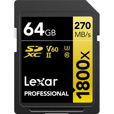 Lexar Professional 1800x SDXC UHS-II Card GOLD Series, 64GB - (3-Pack)