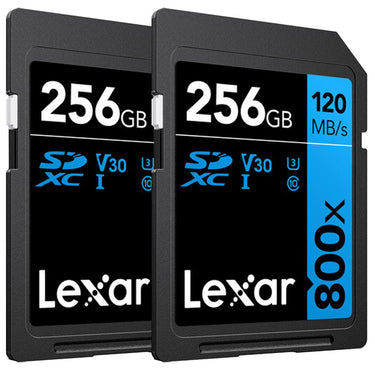 Lexar 256GB High-Performance 800x UHS-I SDHC Memory Card BLUE Series - (2-Pack)