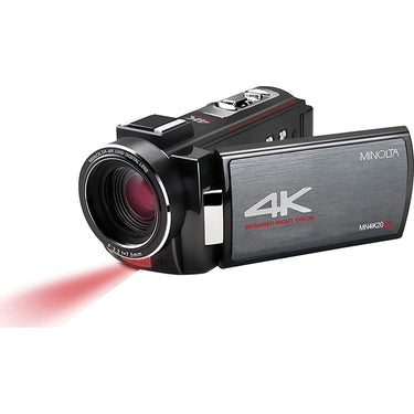 Minolta 4K Ultra HD 30 Mega Pixels Night Vision Digital Camcorder Black Open Box