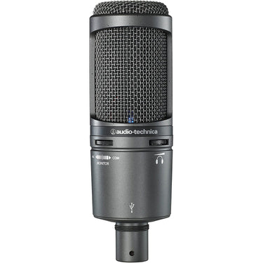 Audio-Technica AT2020USB+PK Cardioid Condenser USB Microphone w/ Boom Arm + Monitor Headphones
