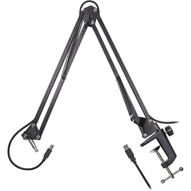 Audio-Technica AT2020USB+PK Cardioid Condenser USB Microphone w/ Boom Arm + Monitor Headphones