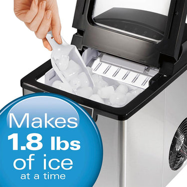Hamilton Beach Countertop Ice Maker Stainless Steel + 1 Year Extended Warranty