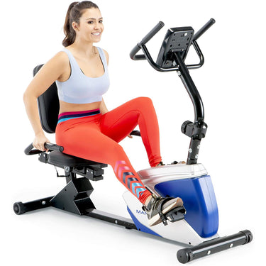 Marcy Magnetic Recumbent Exercise Bike w/ 8 Resistance Levels + Wireless Sport Earbuds