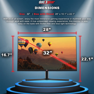 Deco Gear 32" 1920x1080 Curved Gaming Monitor with Mechanical Keyboard, Mouse + Mouse Pad
