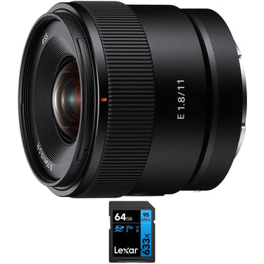 Sony E 11mm F1.8 APS-C Ultra-Wide-Angle Prime for APS-C Cameras with 64GB Card