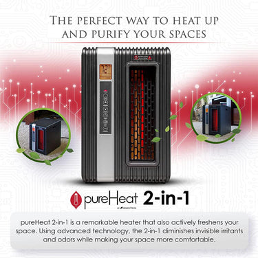 Greentech pureHeat 2-in-1 Indoor Heater/Air Purifier Black with 1 Year Warranty