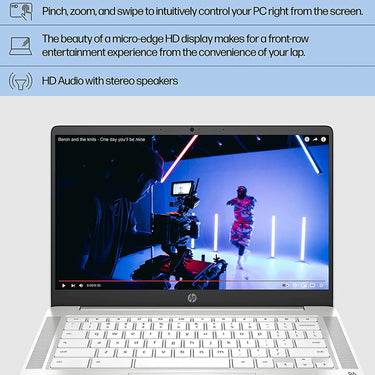 Hewlett Packard Chromebook 14" Touchscreen Laptop, 4/64GB SSD, Ceramic White + Protection Pack