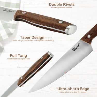 Deco Chef 16 Piece High-Grade Stainless Steel Kitchen Knife Set with Block & Cutting Board