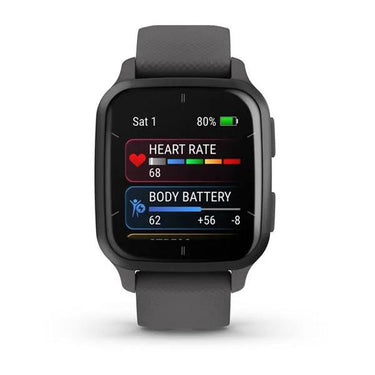 Garmin Venu Sq 2 GPS Smartwatch, Slate Bezel with Shadow Gray Case and Silicone Band