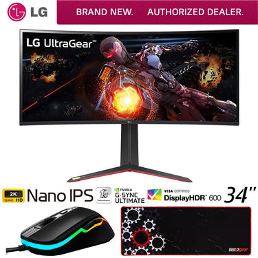 LG 34GP950G-B 34" UltraGear QHD Nano IPS Curved Gaming Monitor +Gaming Mouse Bundle
