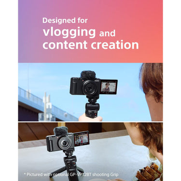 Sony ZV-1F Vlog 4K Camera + ACCVC1 Vlogger Tripod Kit Content Creator Bundle - Black