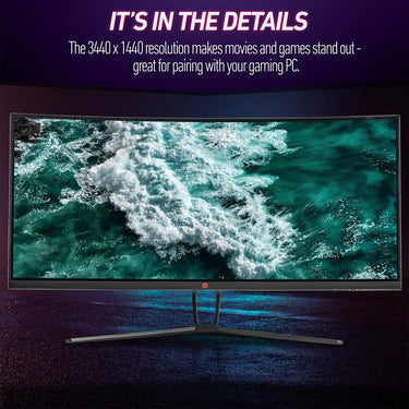 Deco Gear 35" Curved Gaming Ultrawide Monitor, 3440x1440, 120 Hz, 1ms MPRT, (Open Box)