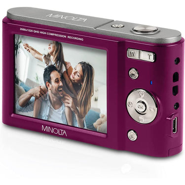 Minolta MND20 44 MP 2.7K Ultra HD Digital Camera, Magenta w/ Accessories Bundle