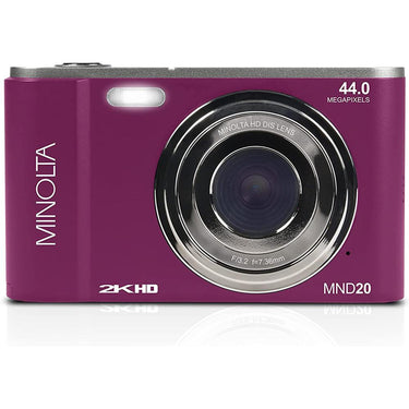 Minolta MND20 44 MP 2.7K Ultra HD Digital Camera, Magenta w/ Accessories Bundle