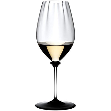 Riedel Fatto A Mano Performance Riesling Glass Black Base Single with Ice Cubes