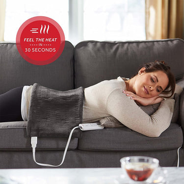 Sunbeam Xpress Heating Pad for Back, Neck, & Shoulder 6 Heat Settings, King (Slate Grey)