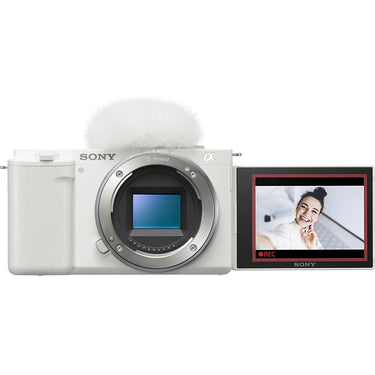 Sony Alpha ZV-E10 APS-C Mirrorless Vlog Camera Body, White ILCZV-E10/W (Open Box)