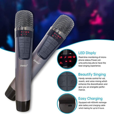 RHM K222 Karaoke Machine and Home Theater System with Wireless Microphones