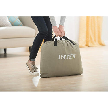 Intex 18" Twin Dura Beam Comfort Plush Air Mattress with Built In Pump
