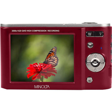Minolta MND20 44 MP / 2.7K Ultra HD Digital Camera - Red - Open Box