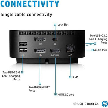 Hewlett Packard USB-C Dock G5 8-in-1 Adapter for USB-C and Thunderbolt (26D32AA#ABL)