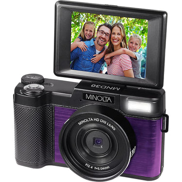 Minolta MND30 30MP 2.7K Ultra HD 4X Zoom Digital Camera (Purple) - Open Box