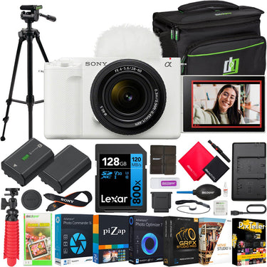 Sony ZV-E1 Full Frame Mirrorless Vlog Camera White + 28-60mm Lens +Accessories Bundle