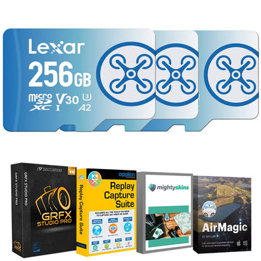 Lexar 256 GB FLY microSDXC UHS-I Memory Card (3-Pack) + Drone Software Bundle