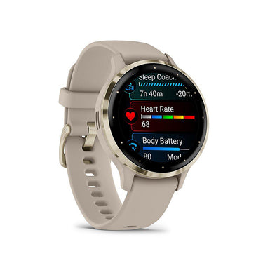 Garmin Venu 3S GPS Smartwatch Gold Steel Bezel w/French Gray Case + Accessories Kit