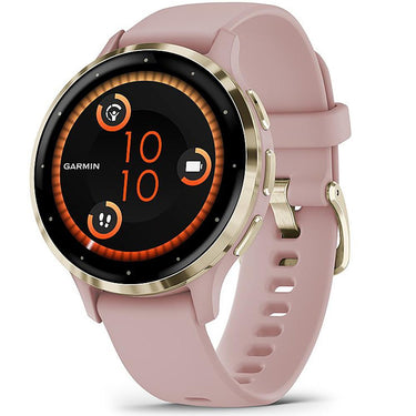Garmin Venu 3S GPS Smartwatch Gold Steel Bezel w/ Dust Rose Case + Accessories Kit